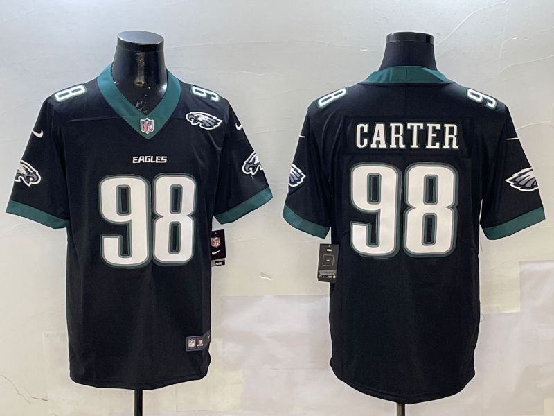 Men Philadelphia Eagles #98 Carter Black Second generation 2025 Nike Limited NFL Jersey style 5